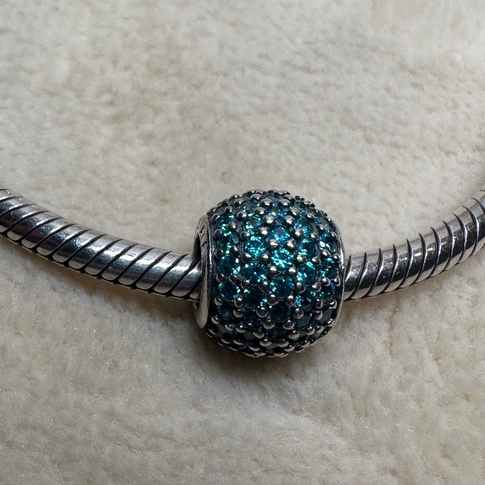 Pandora Pave Blue Teal Cubic Zirconia Sterling Silver ALE 925 Retired #791051MCZ